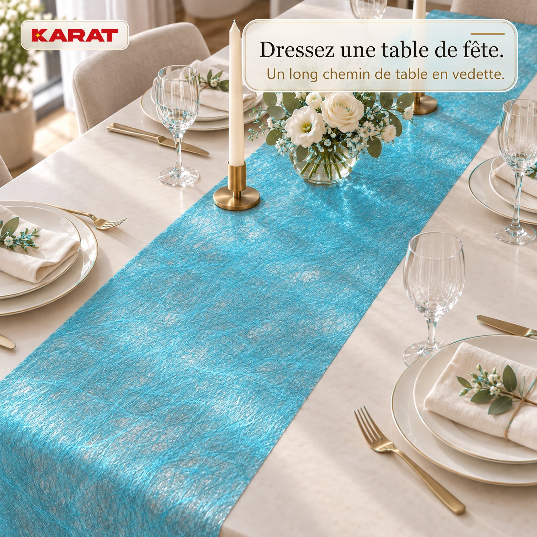 Chemin de table | Monarch | Voile décoratif à reflets métallisés | Rouleau 30 cm x 25 m | 13 coloris