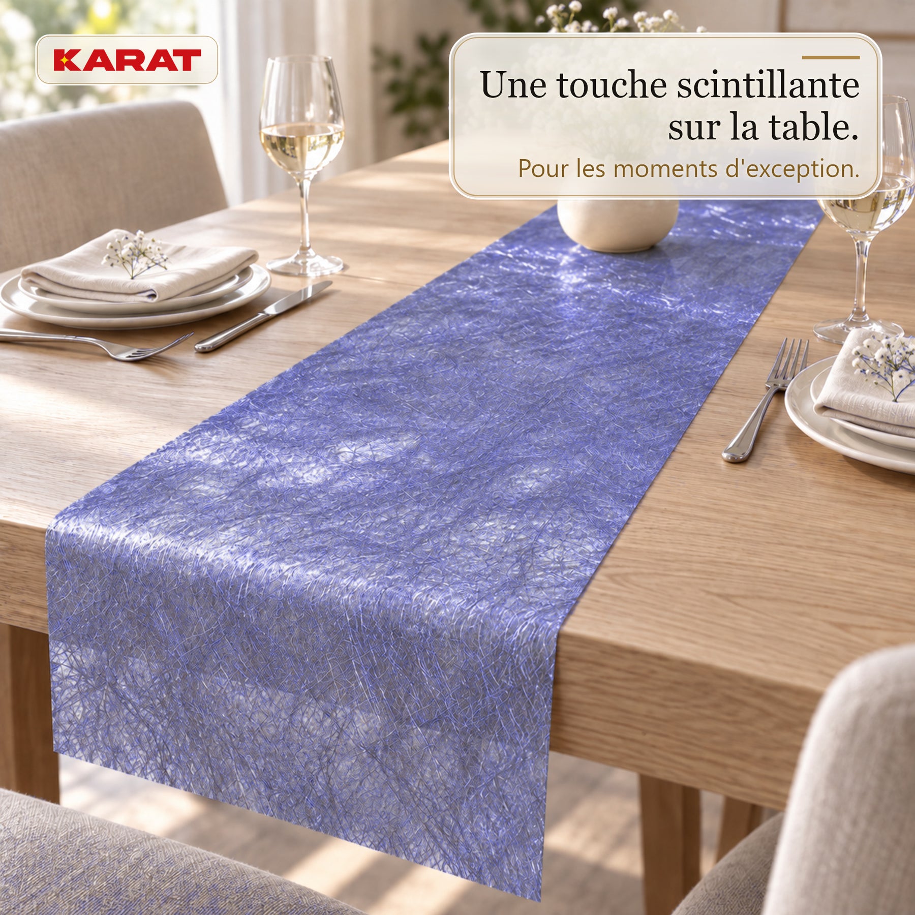 Chemin de table | Monarch | Voile décoratif à reflets métallisés | Rouleau 30 cm x 25 m | 13 coloris