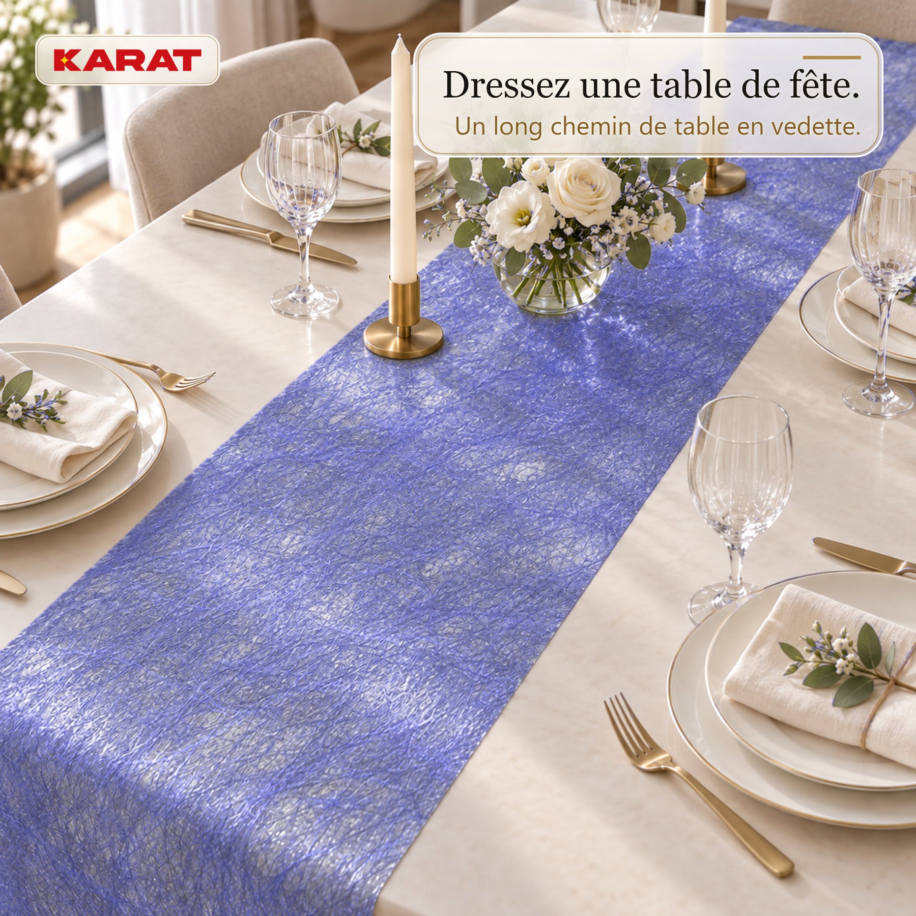 Chemin de table | Monarch | Voile décoratif à reflets métallisés | Rouleau 30 cm x 25 m | 13 coloris