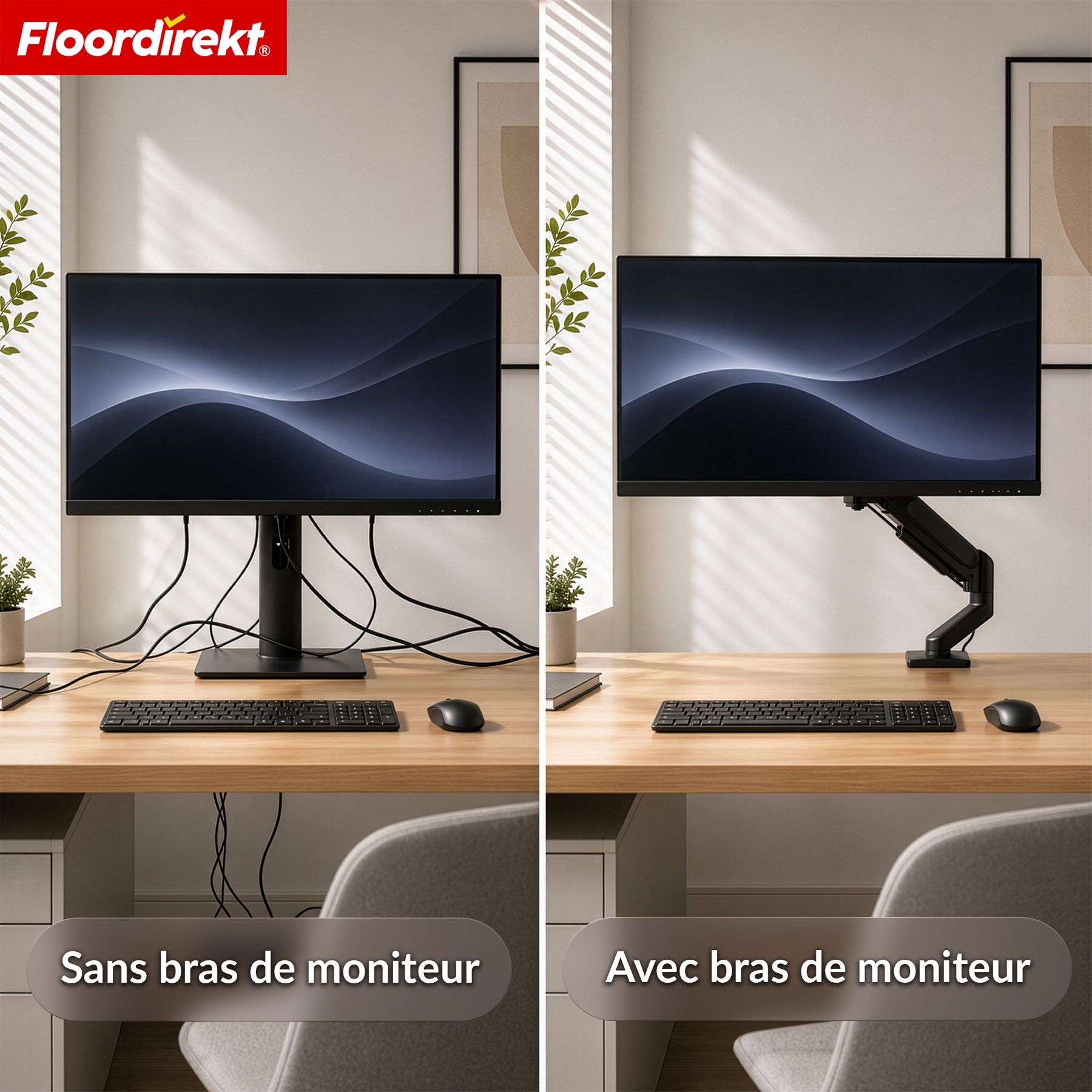 F2_Noir - Bras simple pour 1 écran