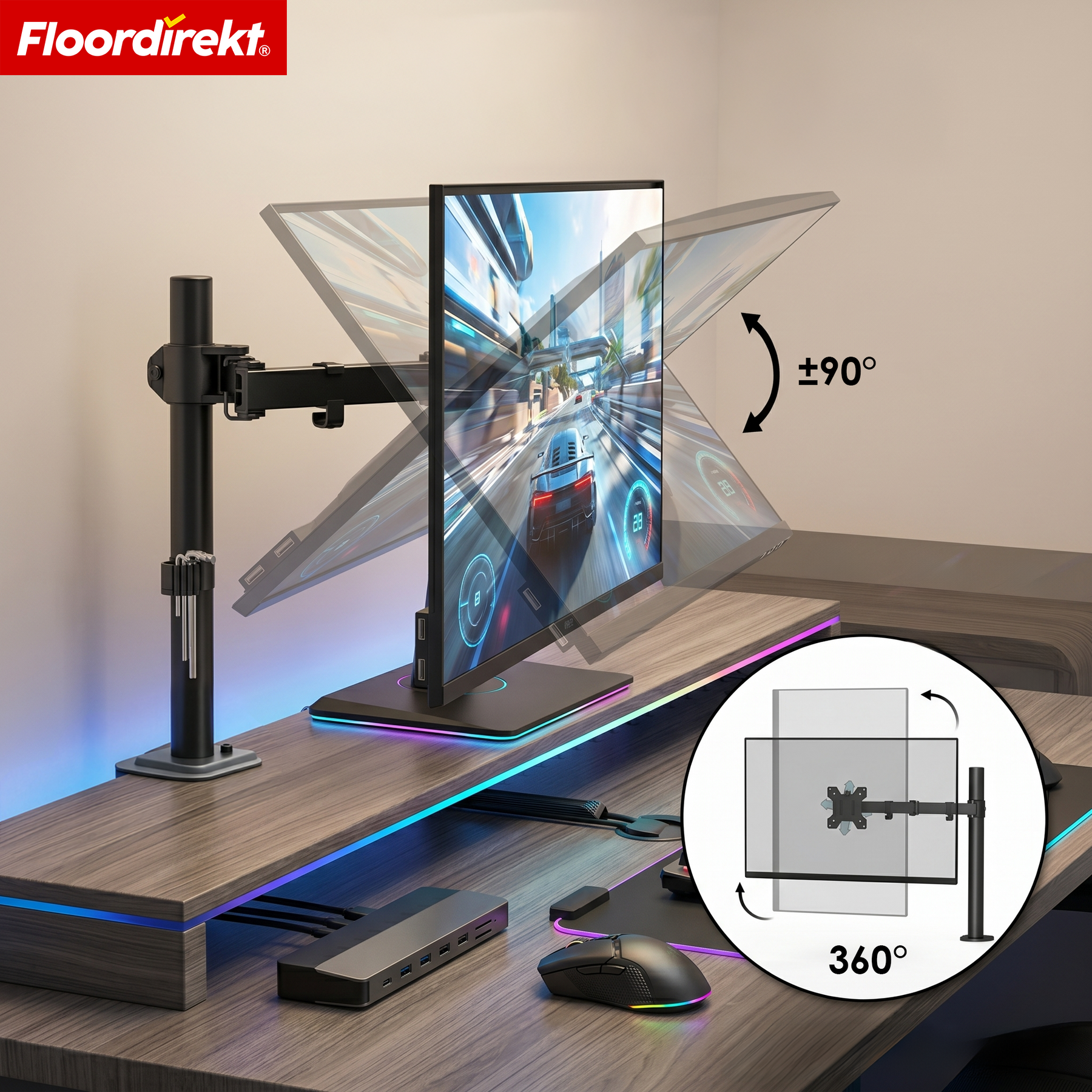 Bras de moniteur | Support d’écran réglable et flexible avec pince de bureau pour 1 ou 2 moniteurs
