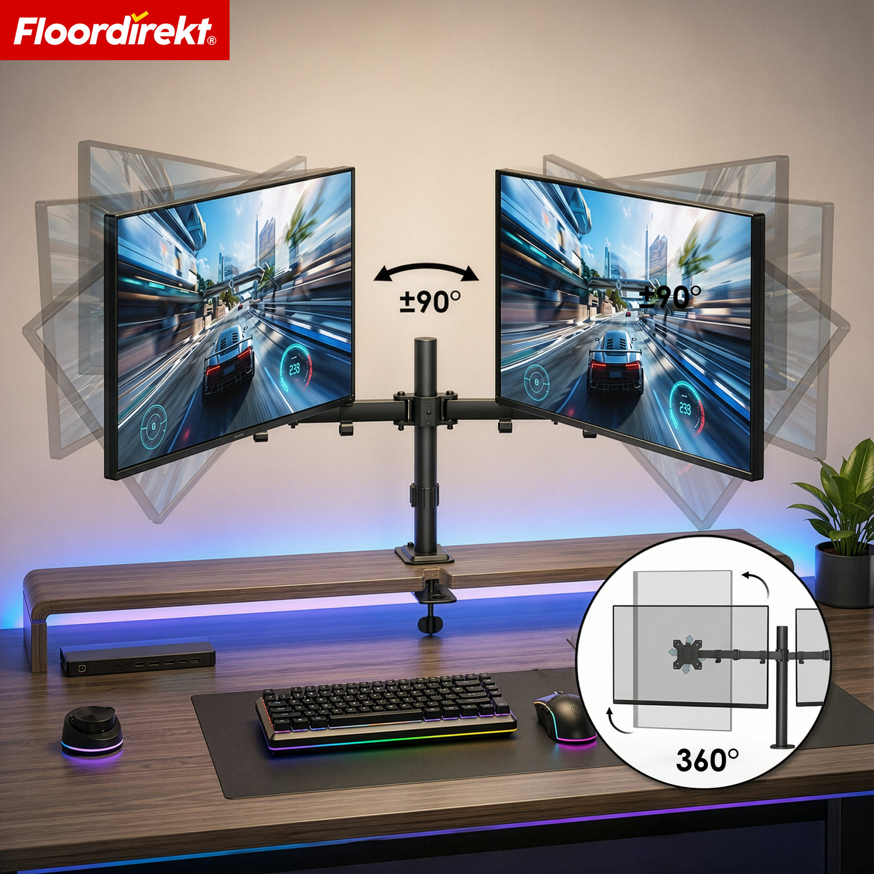 Bras de moniteur | Support d’écran réglable et flexible avec pince de bureau pour 1 ou 2 moniteurs