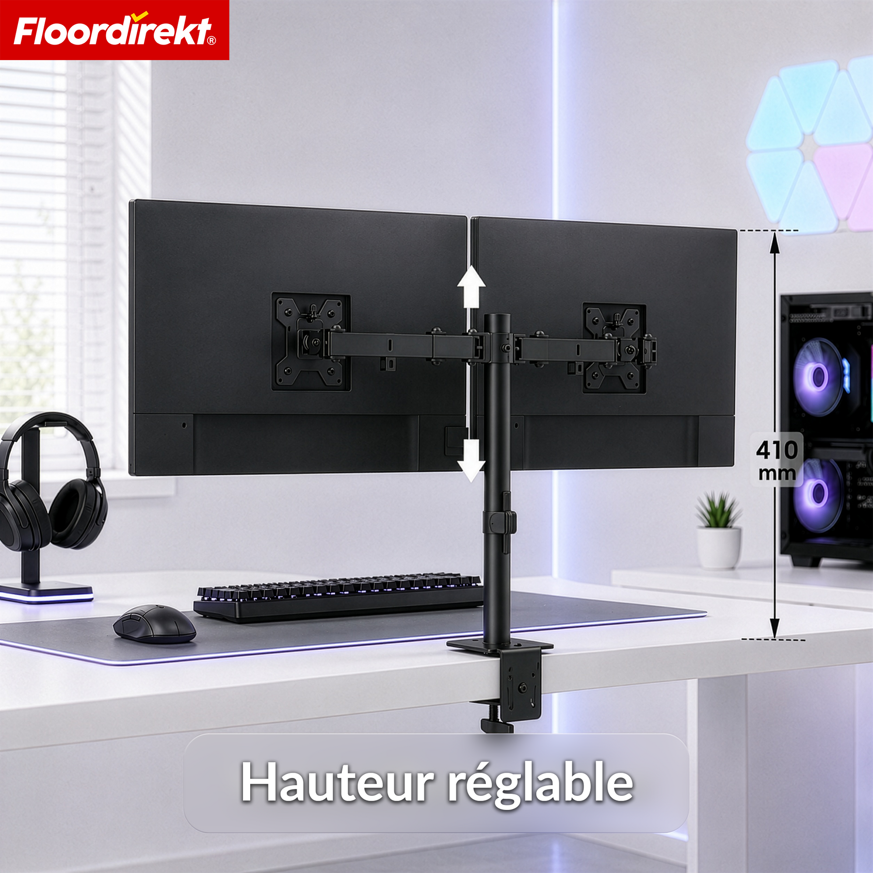 Bras de moniteur | Support d’écran réglable et flexible avec pince de bureau pour 1 ou 2 moniteurs