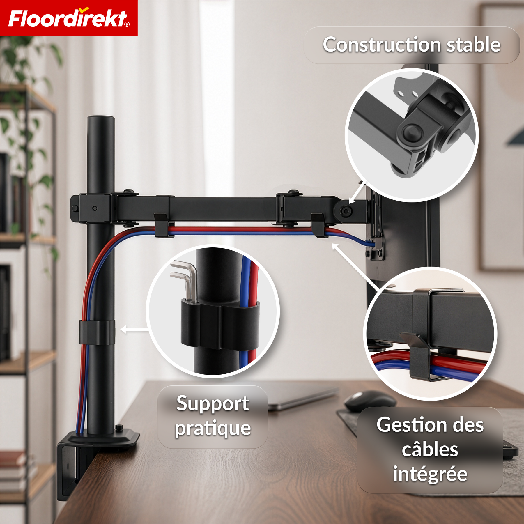 Bras de moniteur | Support d’écran réglable et flexible avec pince de bureau pour 1 ou 2 moniteurs