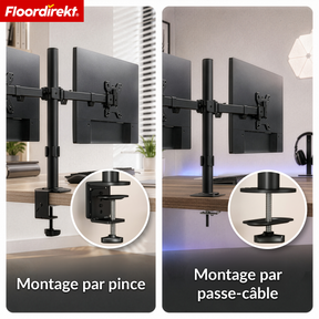 Bras de moniteur | Support d’écran réglable et flexible avec pince de bureau pour 1 ou 2 moniteurs