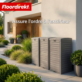 Poubelle extérieure aspect bois | Poubelle résistante aux intempéries pour jardin & terrasse | 118L / 230L