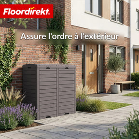 Poubelle extérieure aspect bois | Poubelle résistante aux intempéries pour jardin & terrasse | 118L / 230L