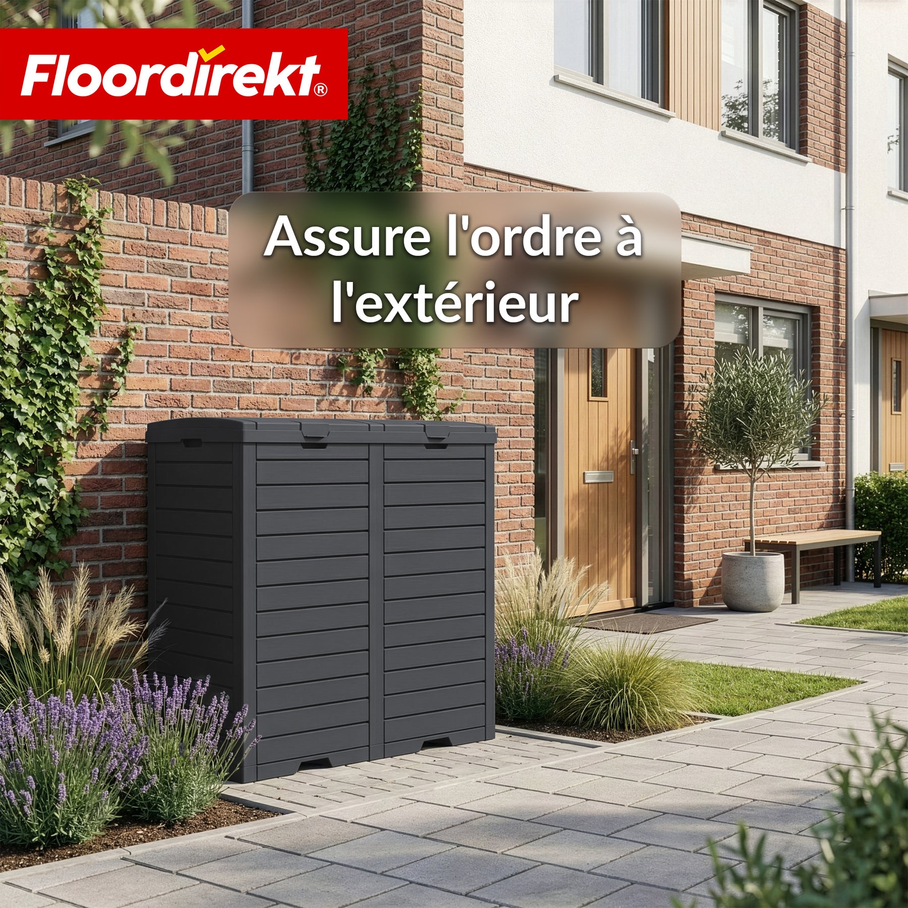 Poubelle extérieure aspect bois | Poubelle résistante aux intempéries pour jardin & terrasse | 118L / 230L