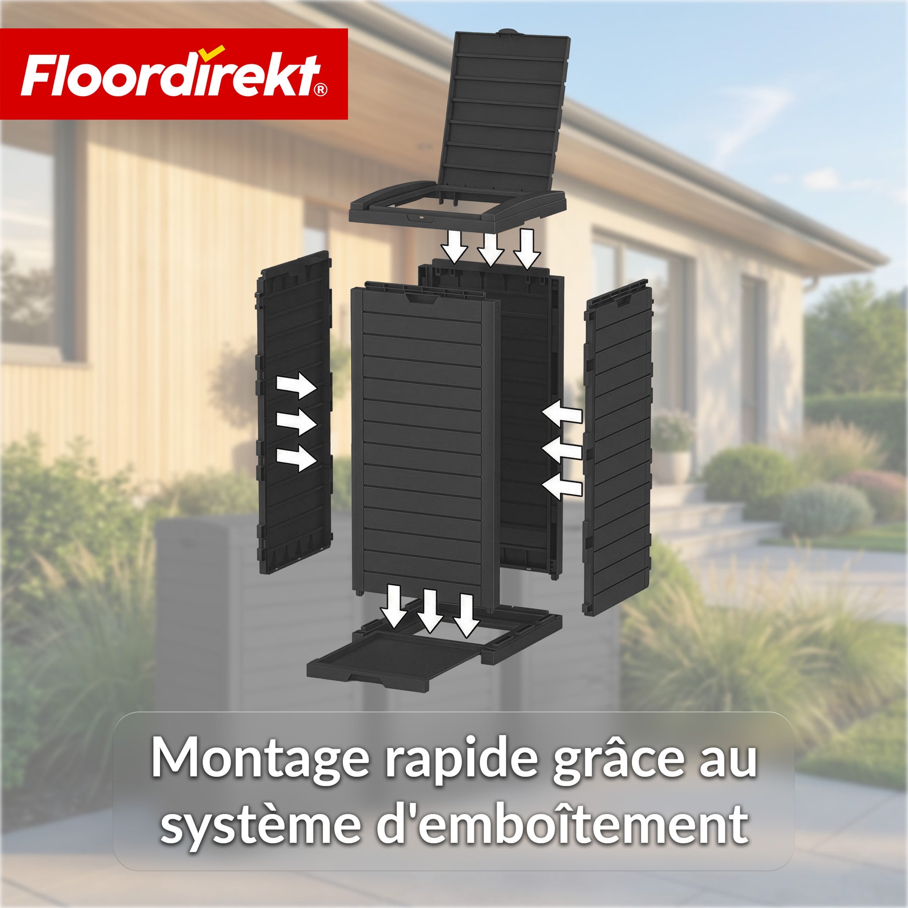 Poubelle extérieure aspect bois | Poubelle résistante aux intempéries pour jardin & terrasse | 118L / 230L