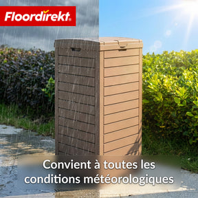 Poubelle extérieure aspect bois | Poubelle résistante aux intempéries pour jardin & terrasse | 118L / 230L