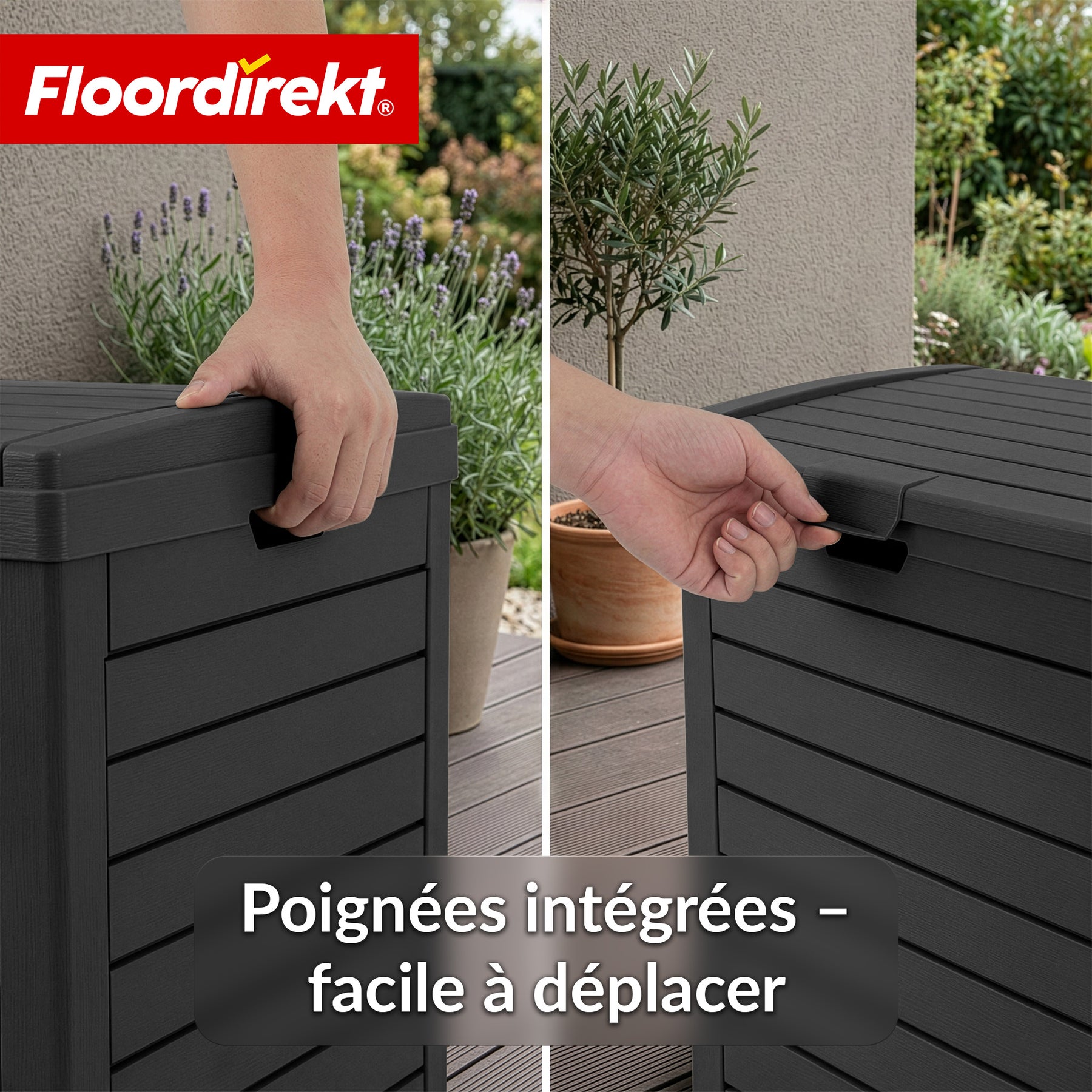 Poubelle extérieure aspect bois | Poubelle résistante aux intempéries pour jardin & terrasse | 118L / 230L