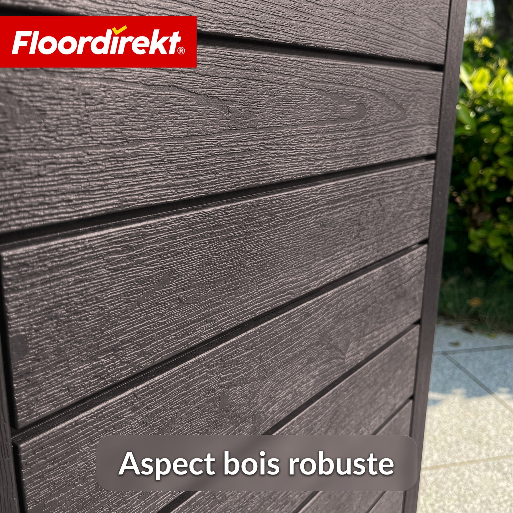 Poubelle extérieure aspect bois | Poubelle résistante aux intempéries pour jardin & terrasse | 118L / 230L