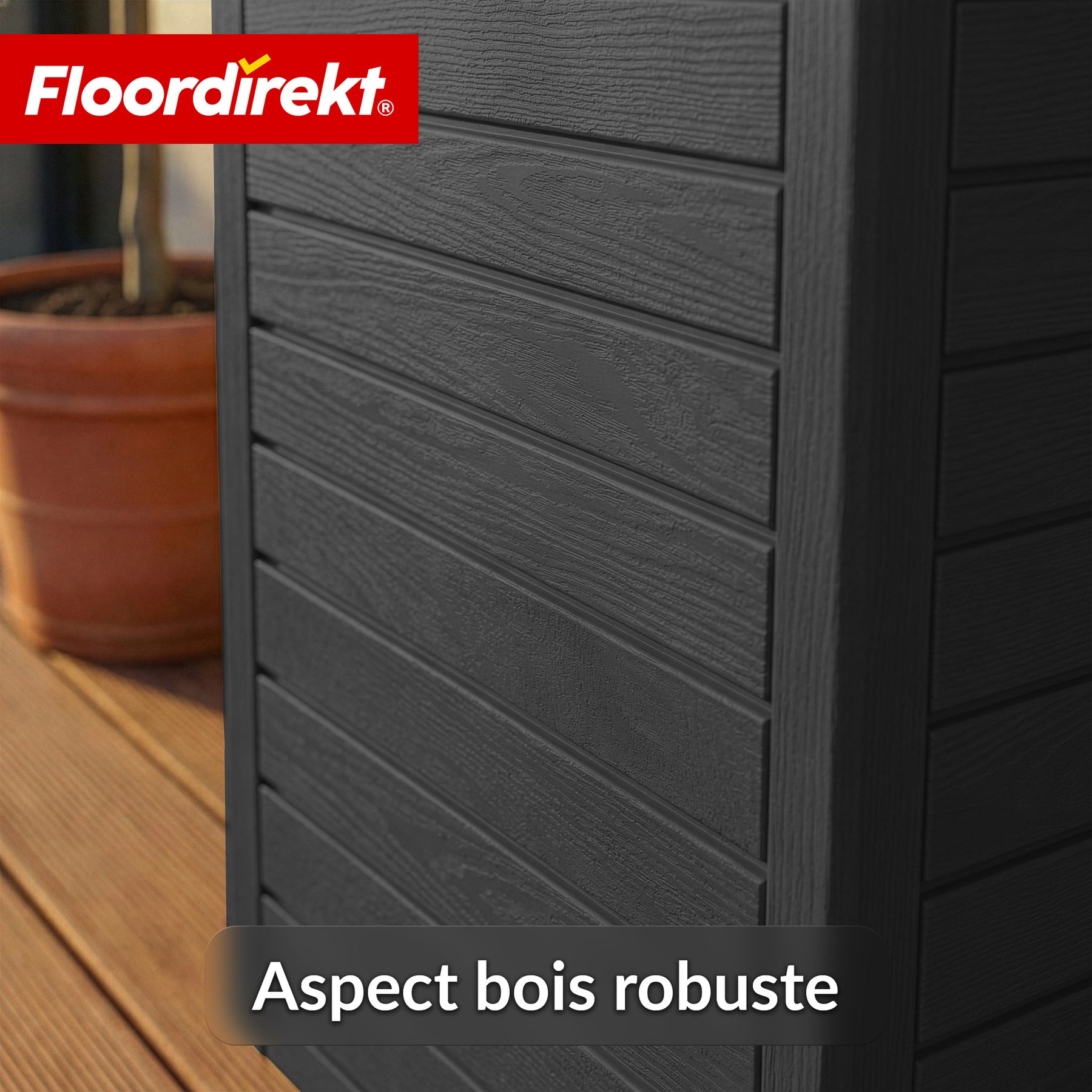 Poubelle extérieure aspect bois | Poubelle résistante aux intempéries pour jardin & terrasse | 118L / 230L