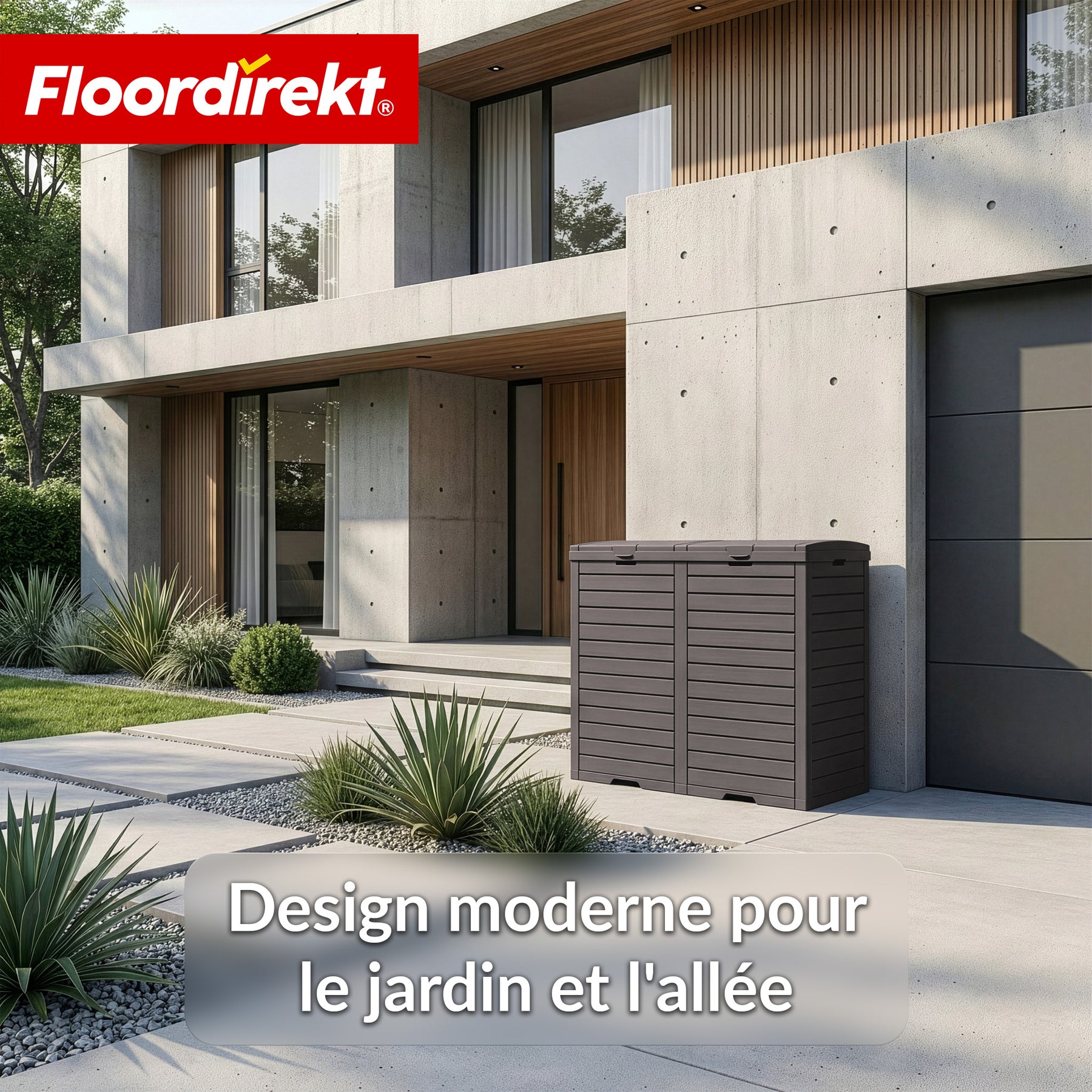 Poubelle extérieure aspect bois | Poubelle résistante aux intempéries pour jardin & terrasse | 118L / 230L