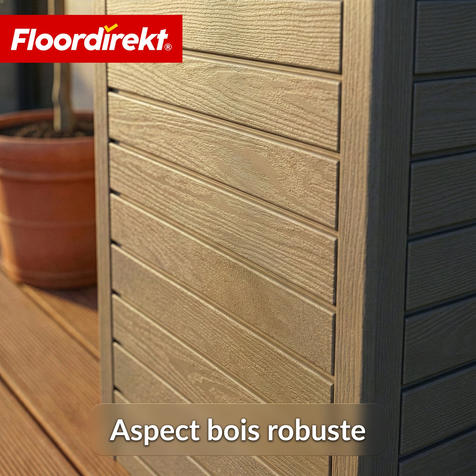 Poubelle extérieure aspect bois | Poubelle résistante aux intempéries pour jardin & terrasse | 118L / 230L