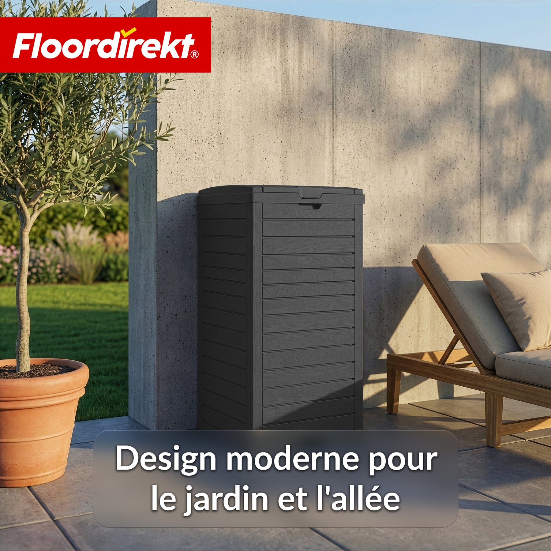 Poubelle extérieure aspect bois | Poubelle résistante aux intempéries pour jardin & terrasse | 118L / 230L