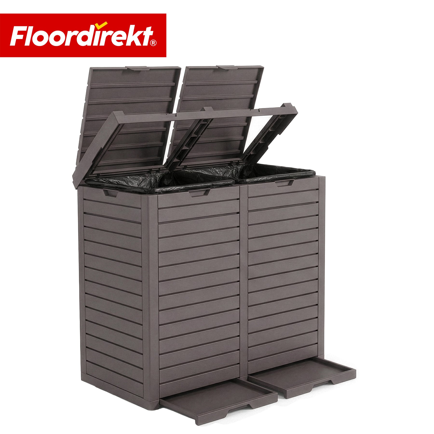 Poubelle extérieure aspect bois | Poubelle résistante aux intempéries pour jardin & terrasse | 118L / 230L