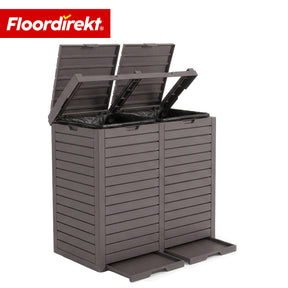 Poubelle extérieure aspect bois | Poubelle résistante aux intempéries pour jardin & terrasse | 118L / 230L