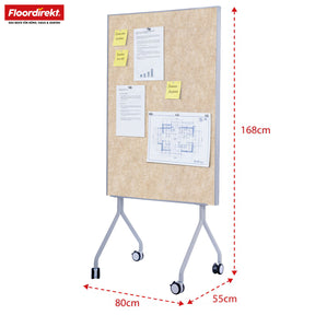 Tableau de présentation mobile | Giant | Tableau feutre double face 80 x 120 cm avec roulettes verrouillables et tablette | Disponible en plusieurs couleurs
