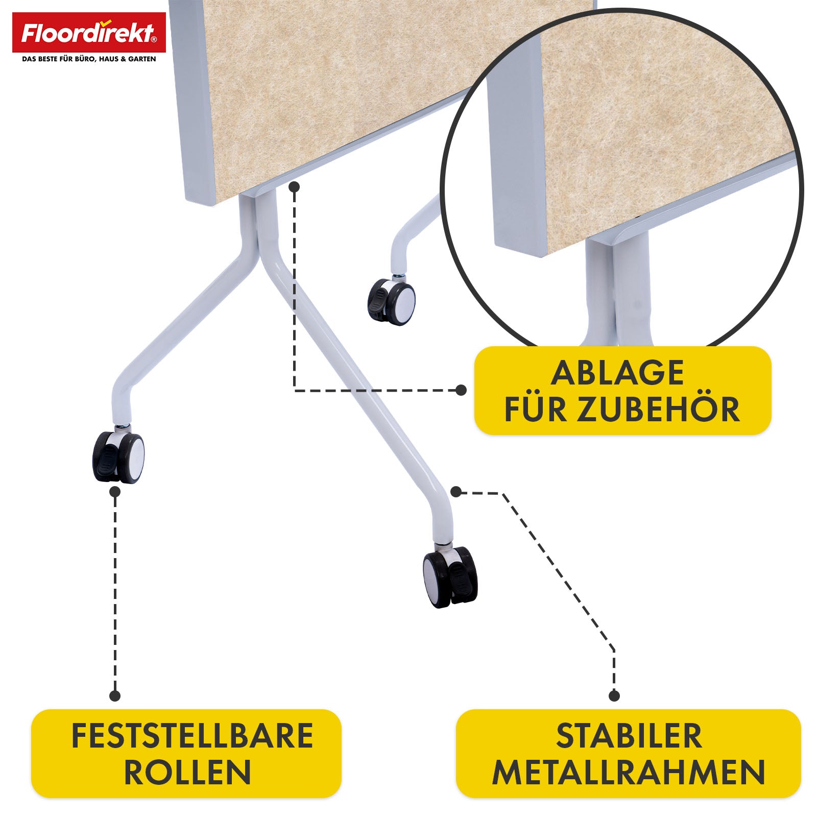 Tableau de présentation mobile | Giant | Tableau feutre double face 80 x 120 cm avec roulettes verrouillables et tablette | Disponible en plusieurs couleurs