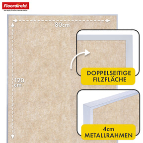 Tableau de présentation mobile | Giant | Tableau feutre double face 80 x 120 cm avec roulettes verrouillables et tablette | Disponible en plusieurs couleurs