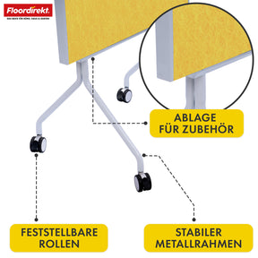 Tableau de présentation mobile | Giant | Tableau feutre double face 80 x 120 cm avec roulettes verrouillables et tablette | Disponible en plusieurs couleurs