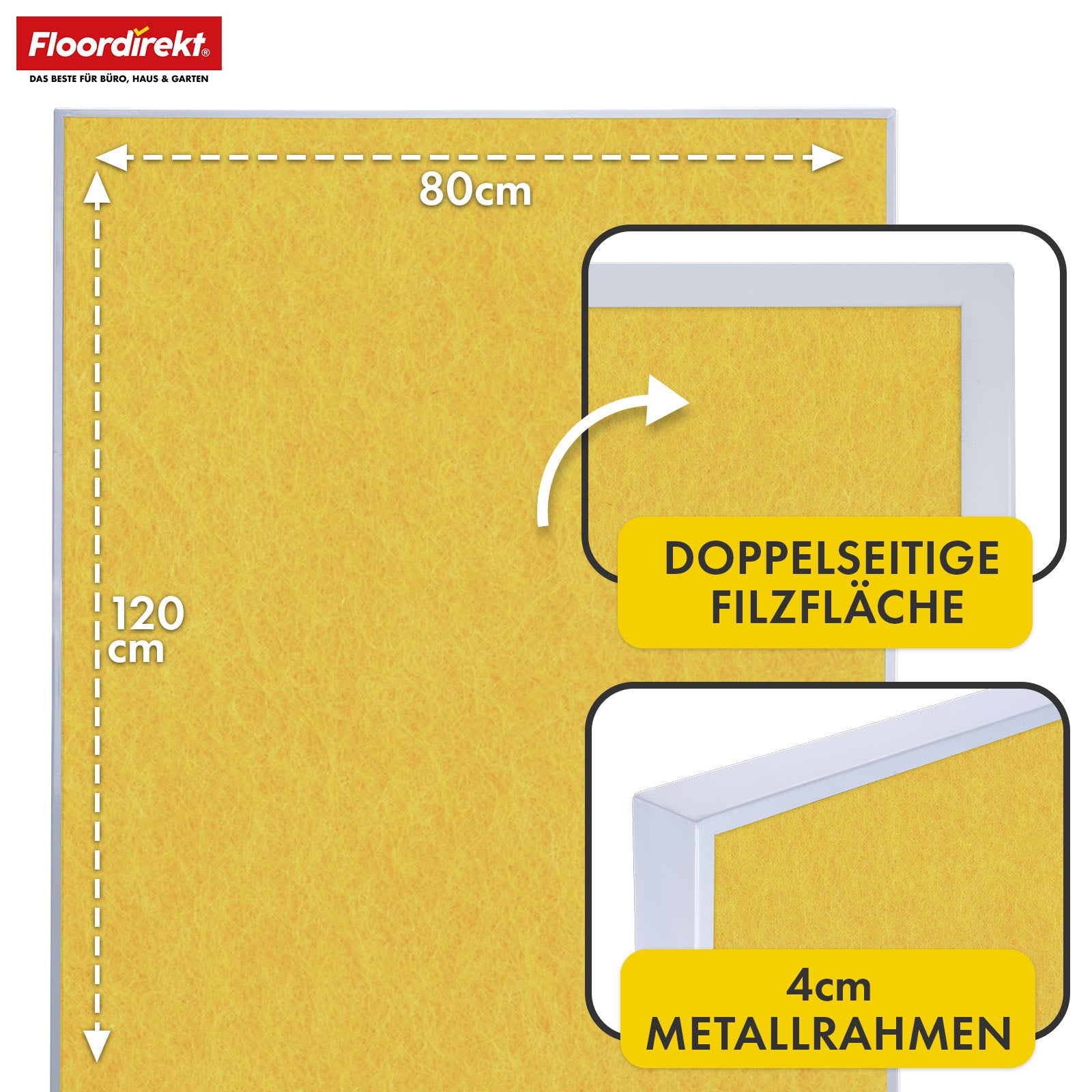 Tableau de présentation mobile | Giant | Tableau feutre double face 80 x 120 cm avec roulettes verrouillables et tablette | Disponible en plusieurs couleurs