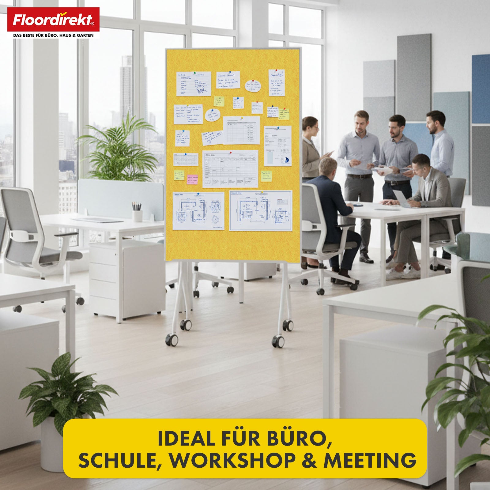 Tableau de présentation mobile | Giant | Tableau feutre double face 80 x 120 cm avec roulettes verrouillables et tablette | Disponible en plusieurs couleurs