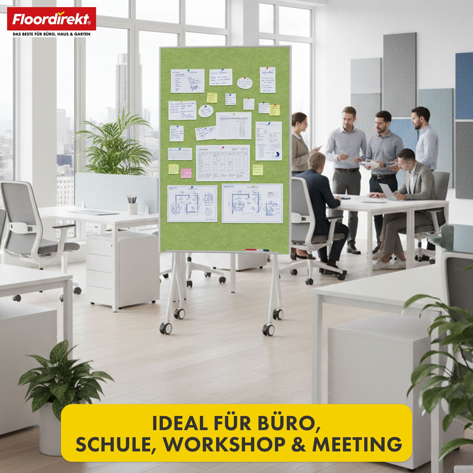 Tableau de présentation mobile | Giant | Tableau feutre double face 80 x 120 cm avec roulettes verrouillables et tablette | Disponible en plusieurs couleurs