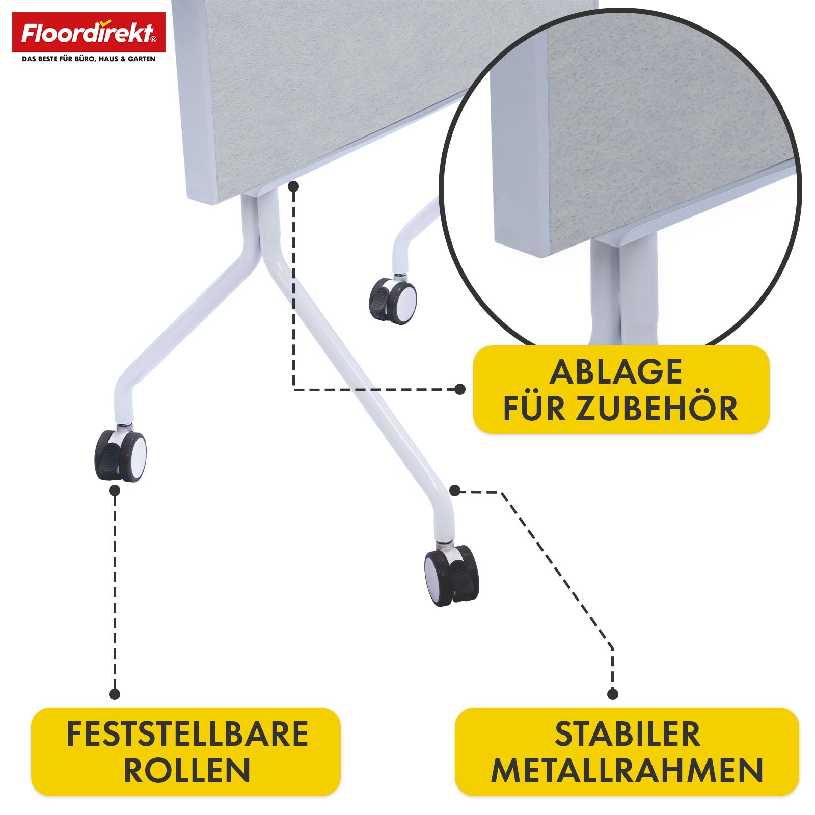 Tableau de présentation mobile | Giant | Tableau feutre double face 80 x 120 cm avec roulettes verrouillables et tablette | Disponible en plusieurs couleurs