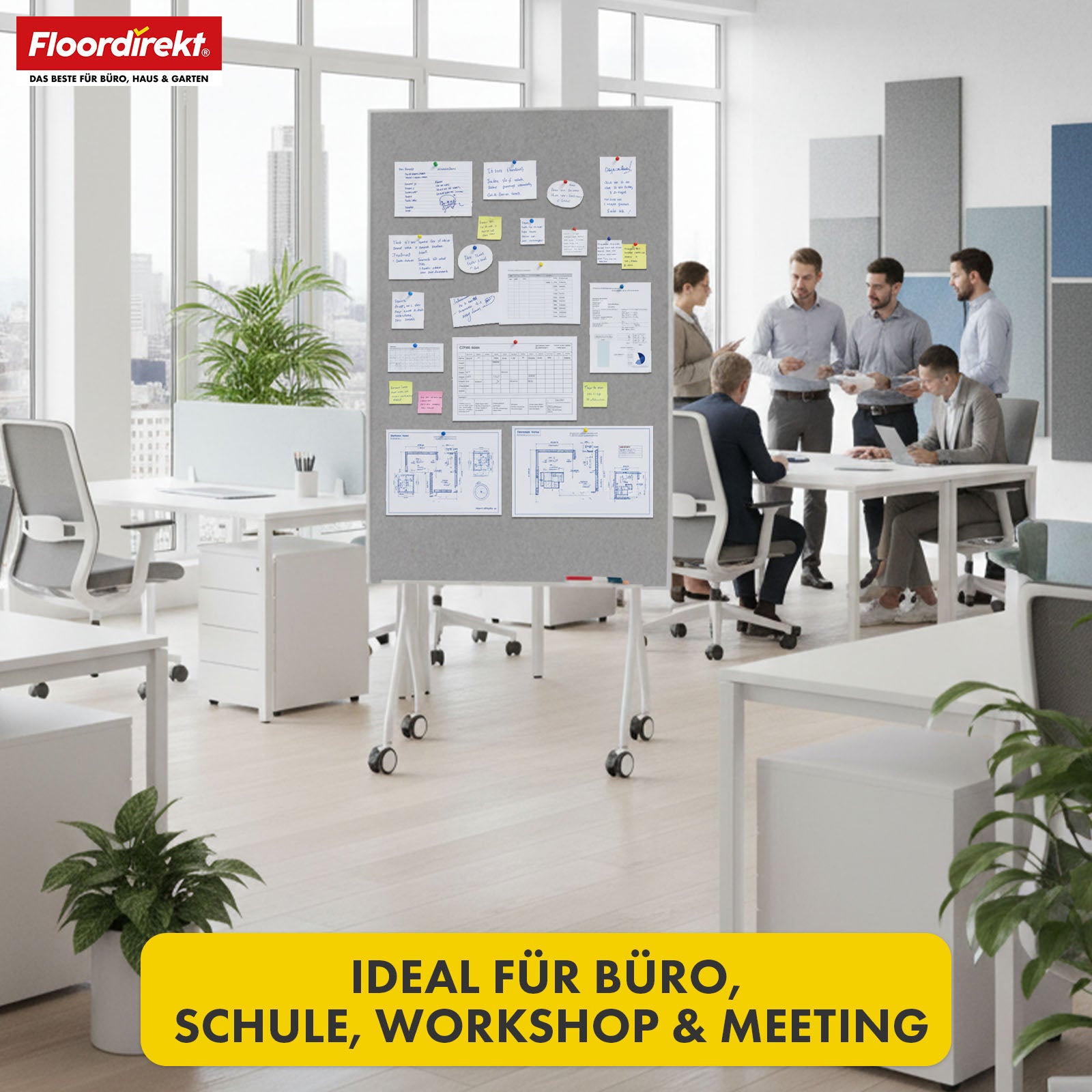 Tableau de présentation mobile | Giant | Tableau feutre double face 80 x 120 cm avec roulettes verrouillables et tablette | Disponible en plusieurs couleurs
