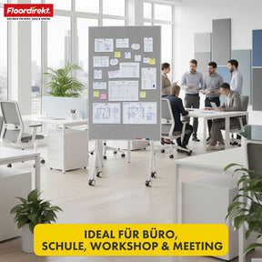 Tableau de présentation mobile | Giant | Tableau feutre double face 80 x 120 cm avec roulettes verrouillables et tablette | Disponible en plusieurs couleurs