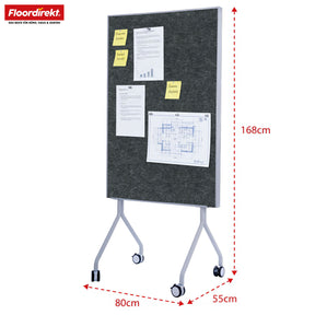 Tableau de présentation mobile | Giant | Tableau feutre double face 80 x 120 cm avec roulettes verrouillables et tablette | Disponible en plusieurs couleurs