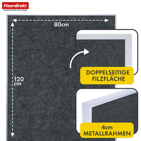 Tableau de présentation mobile | Giant | Tableau feutre double face 80 x 120 cm avec roulettes verrouillables et tablette | Disponible en plusieurs couleurs