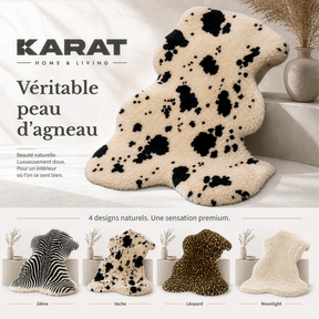 Peau de mouton design | Audrey | Véritable peau d'agneau 100 % laine de mouton | Douce & naturelle
