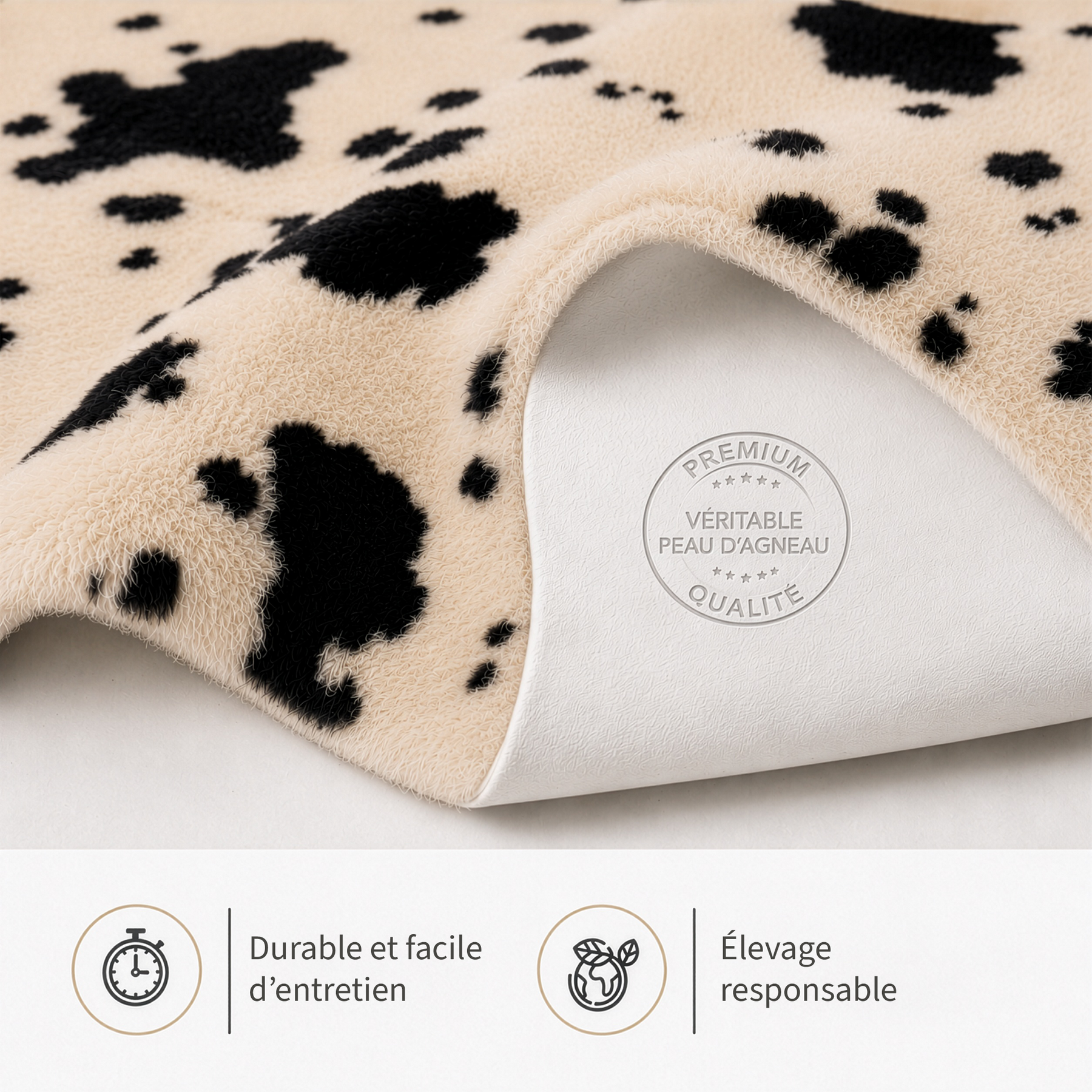 Peau de mouton design | Audrey | Véritable peau d'agneau 100 % laine de mouton | Douce & naturelle