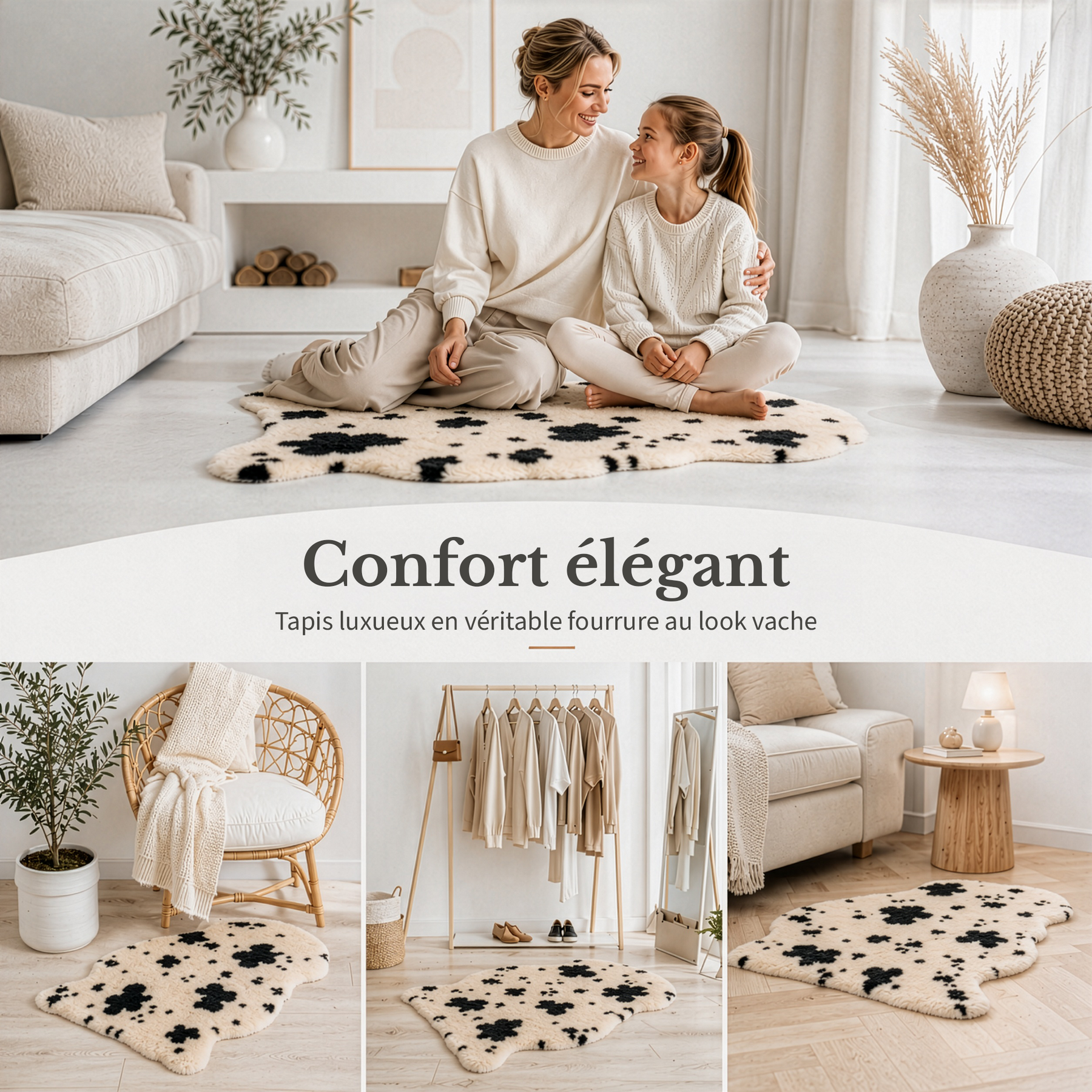 Peau de mouton design | Audrey | Véritable peau d'agneau 100 % laine de mouton | Douce & naturelle
