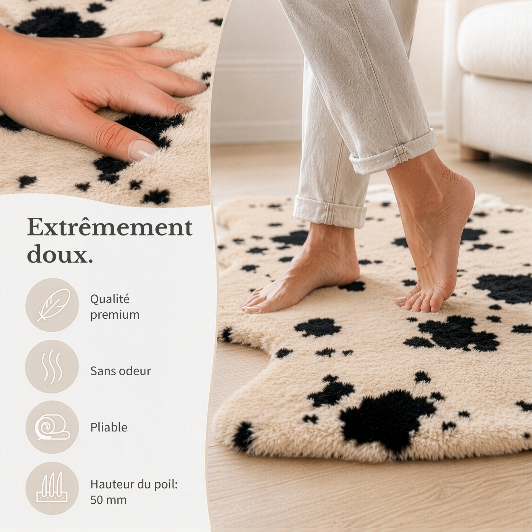 Peau de mouton design | Audrey | Véritable peau d'agneau 100 % laine de mouton | Douce & naturelle