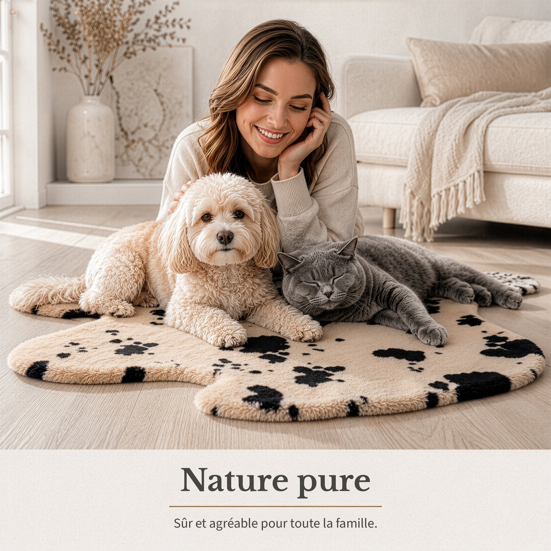 Peau de mouton design | Audrey | Véritable peau d'agneau 100 % laine de mouton | Douce & naturelle