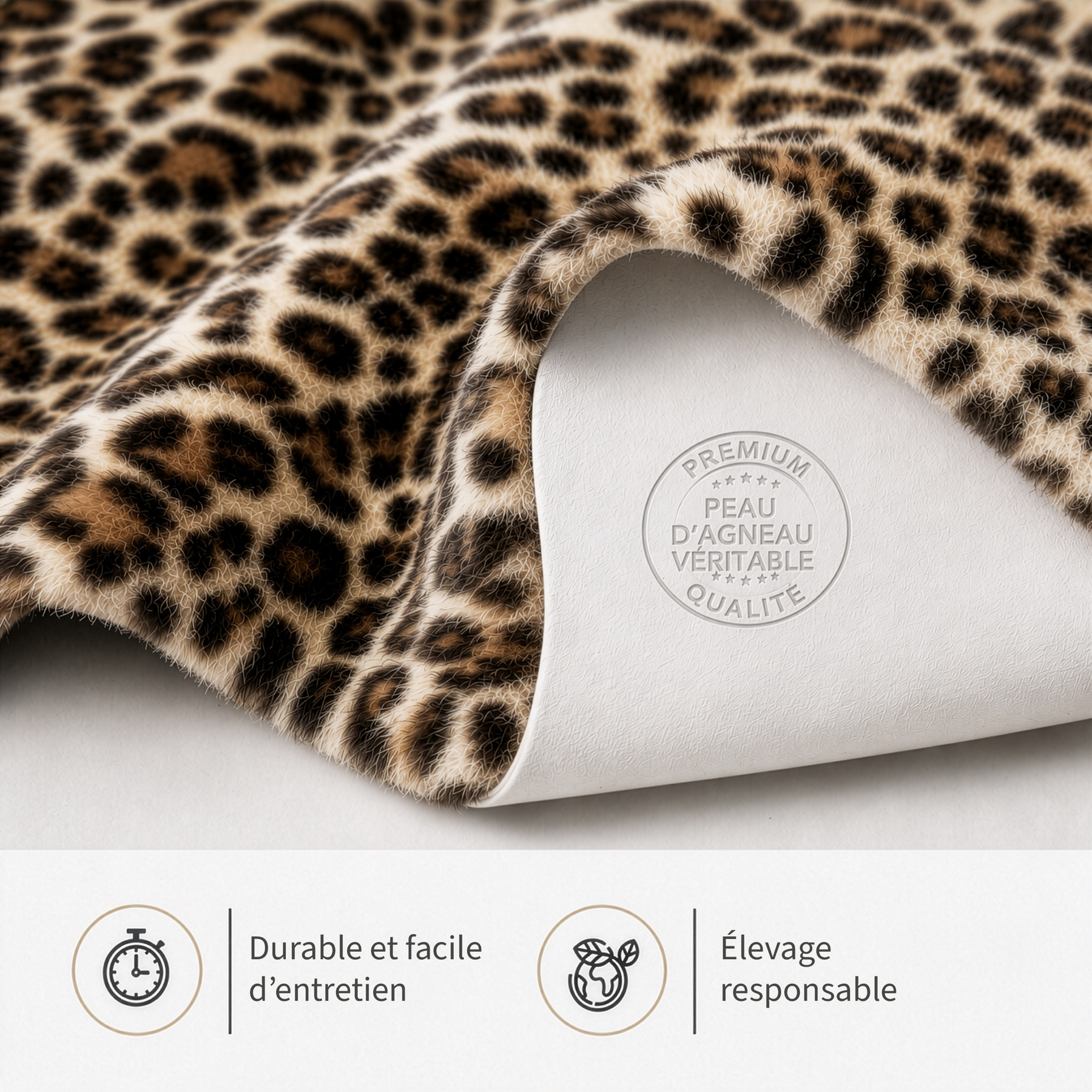 Peau de mouton design | Audrey | Véritable peau d'agneau 100 % laine de mouton | Douce & naturelle