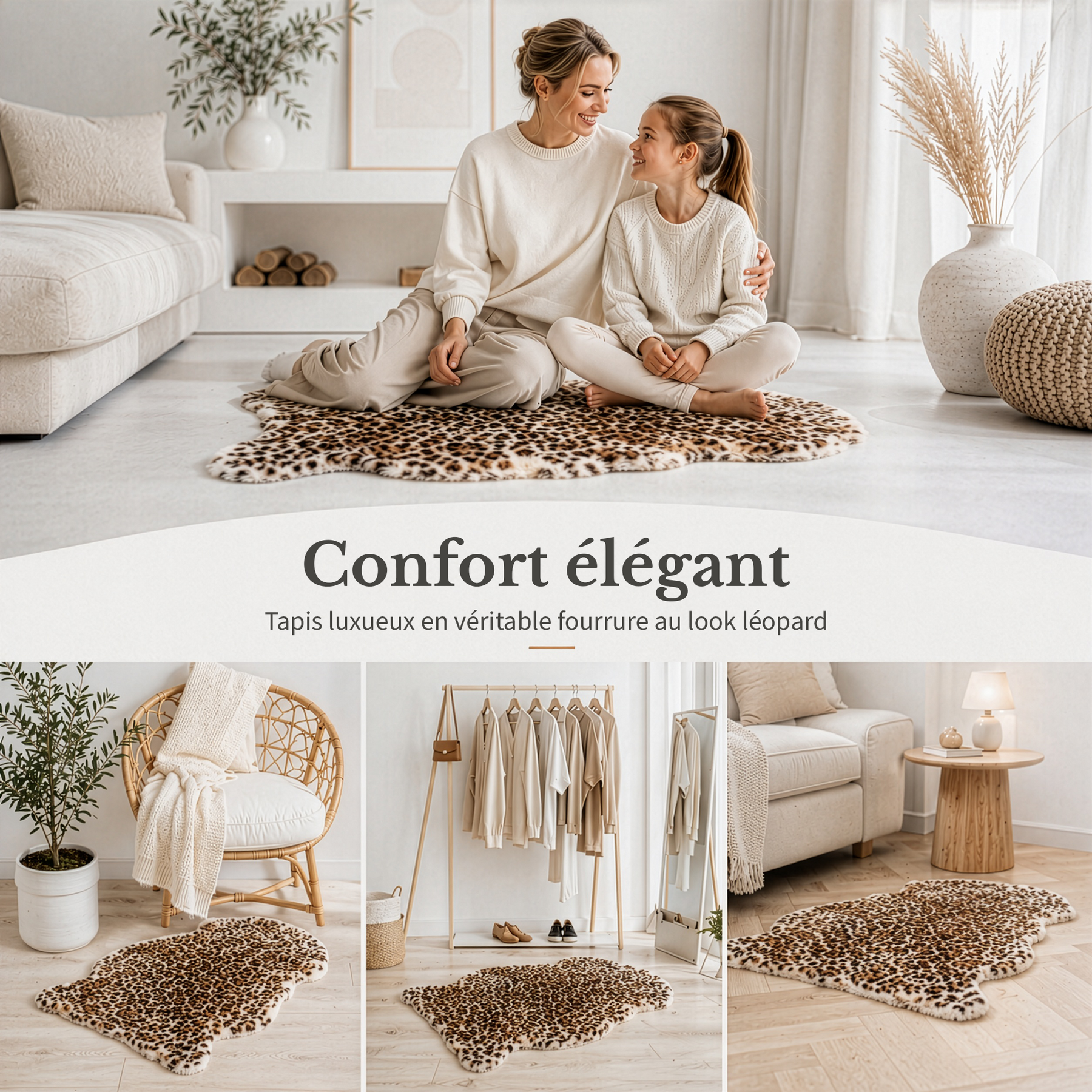 Peau de mouton design | Audrey | Véritable peau d'agneau 100 % laine de mouton | Douce & naturelle