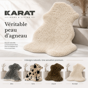 Peau de mouton design | Audrey | Véritable peau d'agneau 100 % laine de mouton | Douce & naturelle