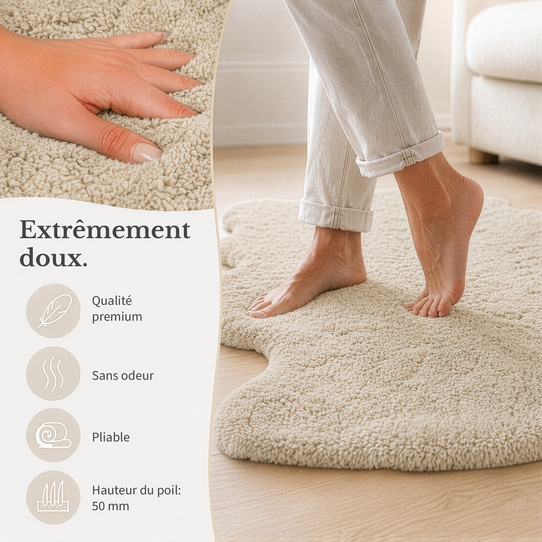 Peau de mouton design | Audrey | Véritable peau d'agneau 100 % laine de mouton | Douce & naturelle