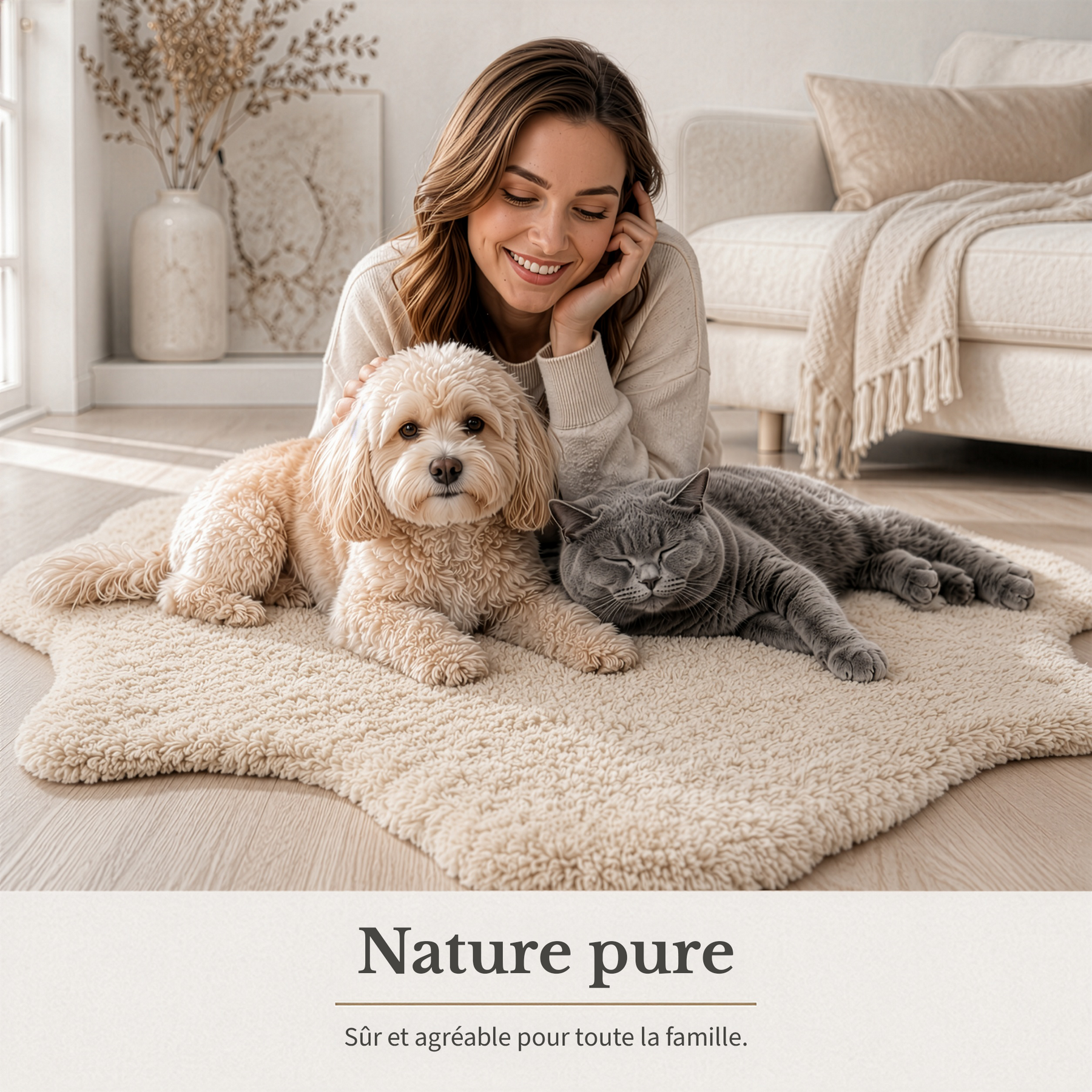 Peau de mouton design | Audrey | Véritable peau d'agneau 100 % laine de mouton | Douce & naturelle