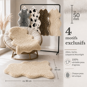 Peau de mouton design | Audrey | Véritable peau d'agneau 100 % laine de mouton | Douce & naturelle