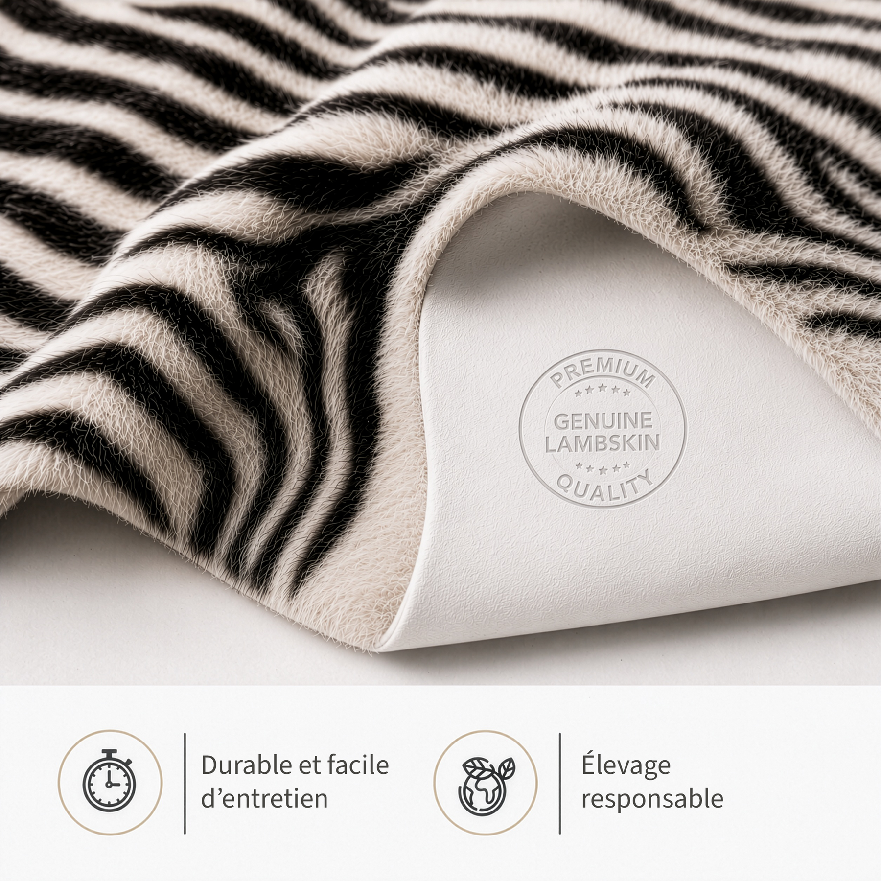 Peau de mouton design | Audrey | Véritable peau d'agneau 100 % laine de mouton | Douce & naturelle