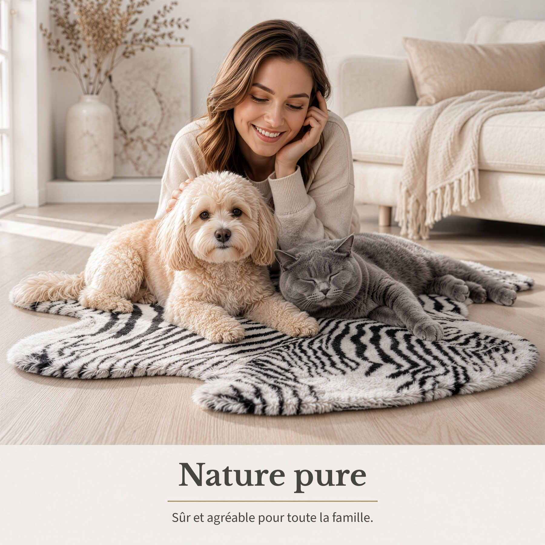 Peau de mouton design | Audrey | Véritable peau d'agneau 100 % laine de mouton | Douce & naturelle