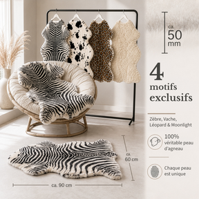 Peau de mouton design | Audrey | Véritable peau d'agneau 100 % laine de mouton | Douce & naturelle