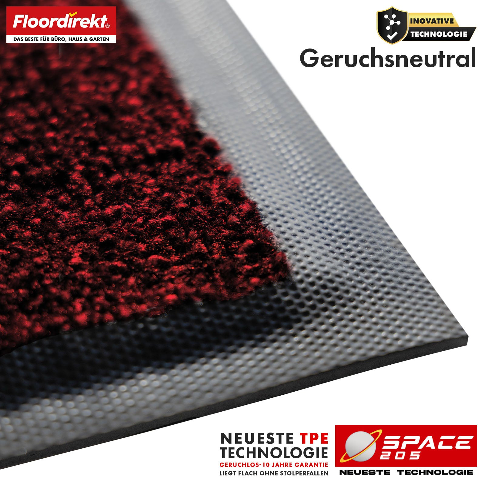 Tapis anti-salissures | Space 205 | Tapis antidérapant avec technologie TPE innovante sur les bords et au dos | Idéal pour les entrées, les couloirs et les portes d'entrée | Disponible en différentes couleurs et tailles