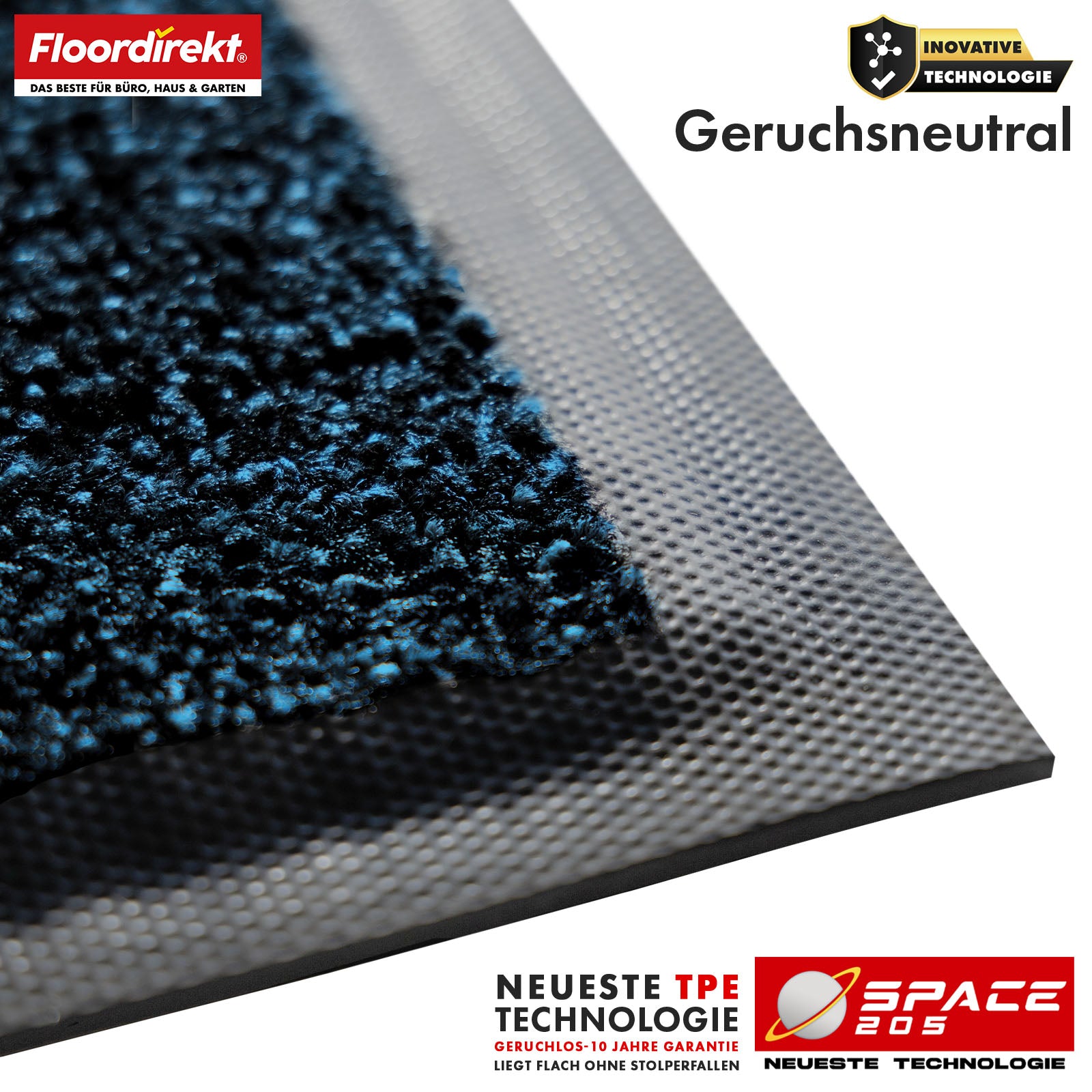 Tapis anti-salissures | Space 205 | Tapis antidérapant avec technologie TPE innovante sur les bords et au dos | Idéal pour les entrées, les couloirs et les portes d'entrée | Disponible en différentes couleurs et tailles